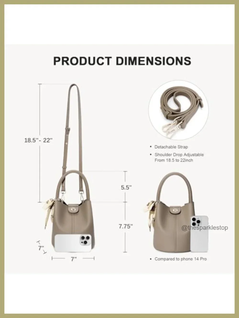 Small Vegan Leather Bucket Crossbody Bag with Removable Strap